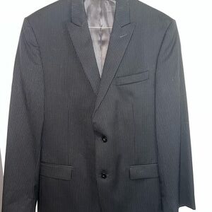 Calvin Klein Black Pinstripe Two-Button Suit Jacket